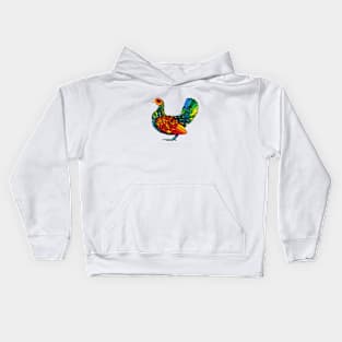 Stained Glass Chicken in Watercolor and Ink Kids Hoodie